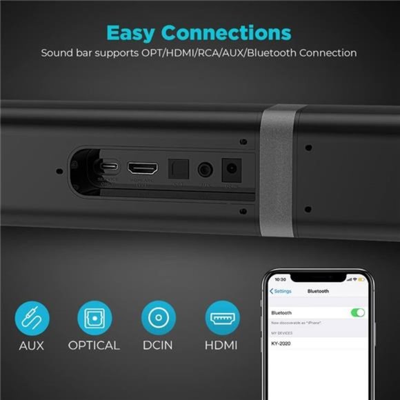 Sound Bar, Sound Bar for TV Split Soundbar Wired&  Wireless  Bluetooth Sound Bar - Picture 5 of 5